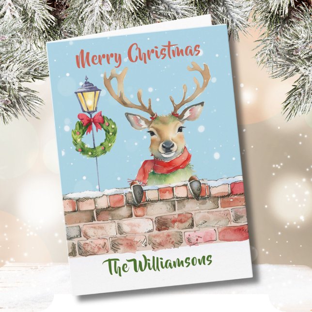 Tarjeta Elegante reno funky de color acuático (Subido por el creador)