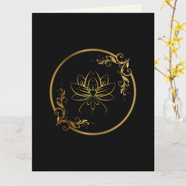 Tarjeta Elegante rico oro Lotus Flor hindú tradicional (flor amarilla)
