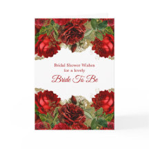 Elegante Rojo Rojo Floral Frame Bridal Shower