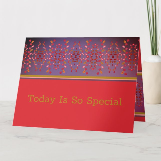 Tarjeta Elegante Rojo Y Púrpura De Pluma (Anverso)