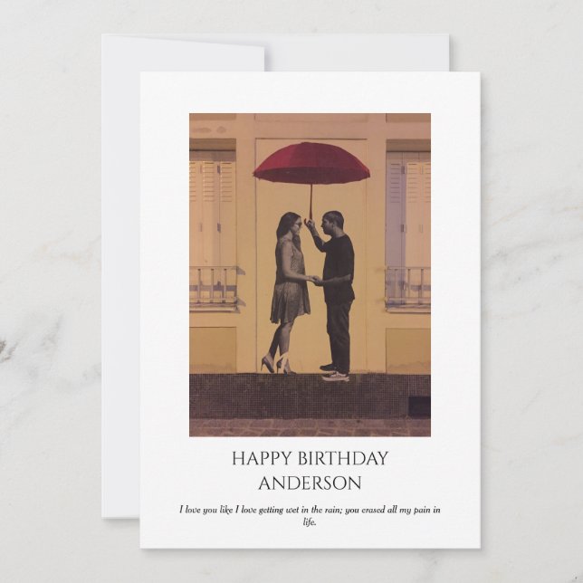 Tarjeta Elegante Romántico Pareja Feriado de Cumpleaños (Anverso)