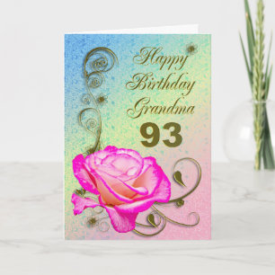 Tarjeta Elegante rosa 93 cumpleaños para la abuela