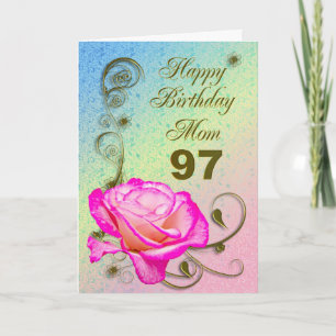 Tarjeta Elegante rosa 97 cumpleaños para mamá