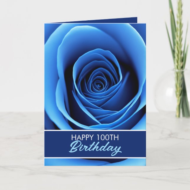 Tarjeta Elegante Rosa azul 100 cumpleaños (Anverso)
