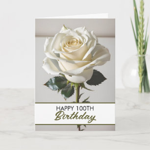 Tarjeta Elegante rosa blanca 100 cumpleaños