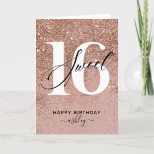 Tarjeta Elegante Rosa dorado dulce 16 cumpleaños