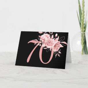 Tarjeta Elegante Rosa Gold Floral 70th Birthday Party