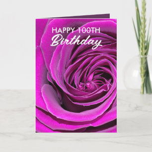 Tarjeta Elegante Rosa Púrpura 100 cumpleaños