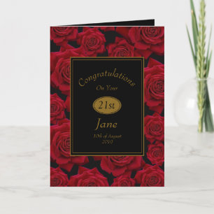 Tarjeta Elegante Rosa Roja Feliz Cumpleaños