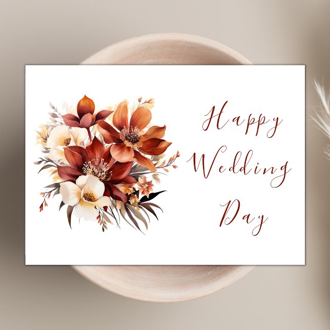 Tarjeta Elegante Rosty Boho Wildflower Feliz Día de la Bod (Subido por el creador)