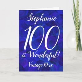 Tarjeta Elegante Royal Blue 100 y nombre maravilloso cumpl
