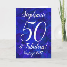 Tarjeta Elegante Royal Blue 50 y fabuloso cumpleaños