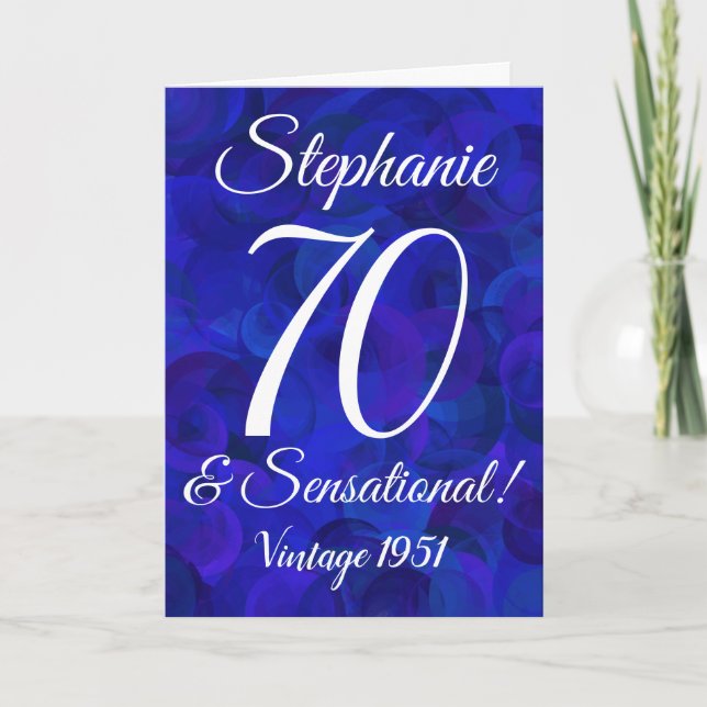 Tarjeta Elegante Royal Blue 70 y cumpleaños sensacional (Anverso)