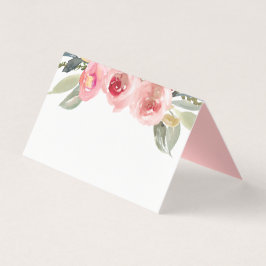 Tarjeta Elegante Rubor Pink Floral Watercolor Place Card