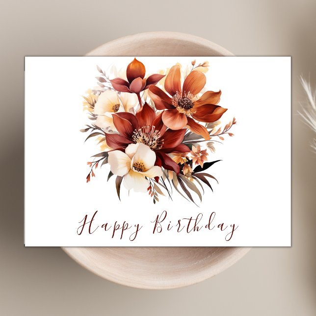 Tarjeta Elegante Rusty Fall Flores Feliz Cumpleaños modern (Subido por el creador)