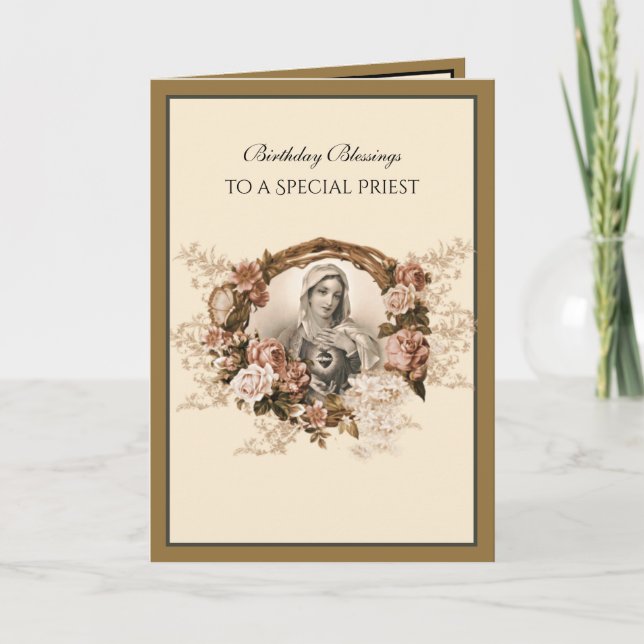 Tarjeta Elegante sacerdote católico Virgen del Oro María (Anverso)