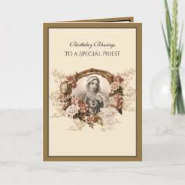 Tarjeta Elegante sacerdote católico Virgen del Oro María