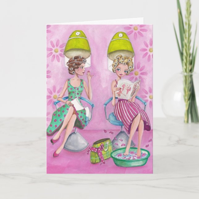 Tarjeta Elegante Salón De Belleza Rosa Girly Saludo (Anverso)