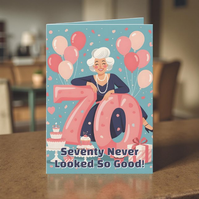 Tarjeta Elegante saludo de cumpleaños 70 de mujer glamoros (Subido por el creador)