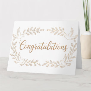 Tarjeta Elegante saludo de "Felicidades" con palomas