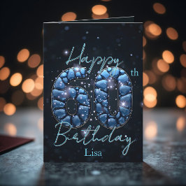 Tarjeta Elegante Sapphire Azul y Negro 60 cumpleaños