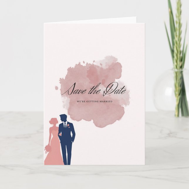 Tarjeta Elegante Save the Date Karte im Aquarell-Stil mit  (Anverso)