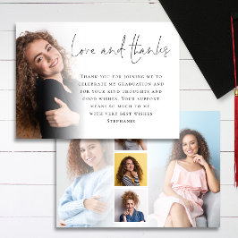 Tarjeta Elegante Script 6 Fotos Graduación Amor Gracias
