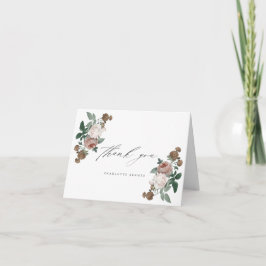 Tarjeta Elegante Script Floral Baptism Gracias