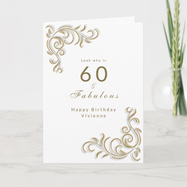 Tarjeta Elegante sesenta y fabuloso pergamino de oro de cu (Anverso)