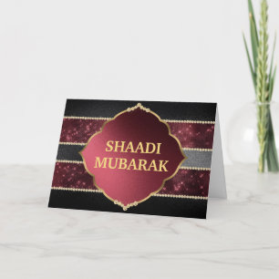 Tarjeta Elegante Shaadi Mubarak negro y rojo