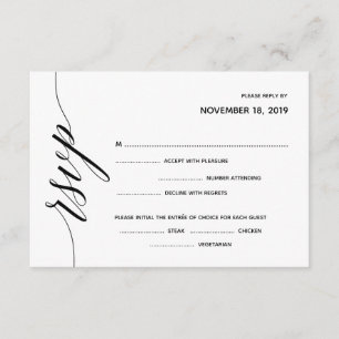 Tarjeta elegante simple de la respuesta de RSVP de