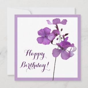 Tarjeta Elegante simple Feliz Cumpleaños bonito morado flo