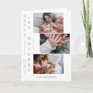 Tarjeta Elegante simple Primer Día de la Madre Tres fotos