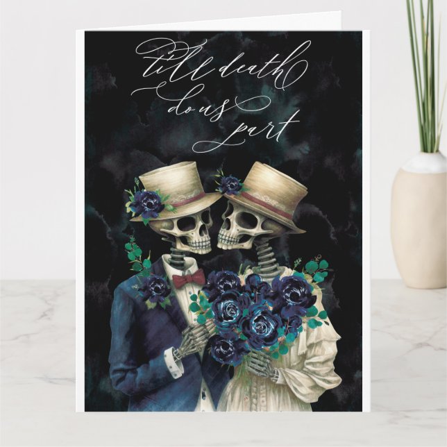 Tarjeta Elegante Skeleton Eucalyptus Halloween Aniversario (Anverso)