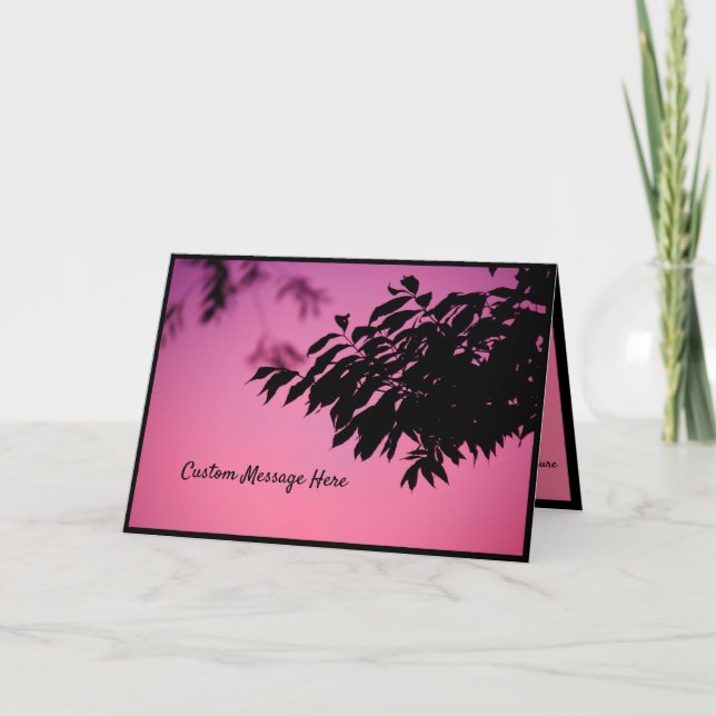 Tarjeta Elegante sombra de rama de árbol de paisaje morado (Anverso)