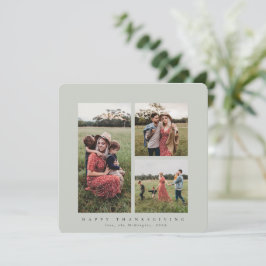 Tarjeta Elegante Square Triple Photo Happy Acción de Graci