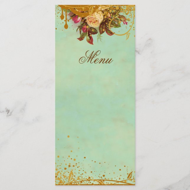 Tarjeta elegante subió Victorian del menú (Anverso)