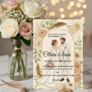 Tarjeta Elegante Suite de Papelería para Boda Boho - Olivi