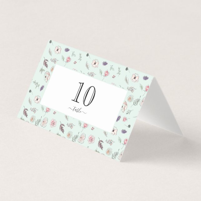 Tarjeta Elegante tabla de Boda verde botánico moderna y pl (Anverso)