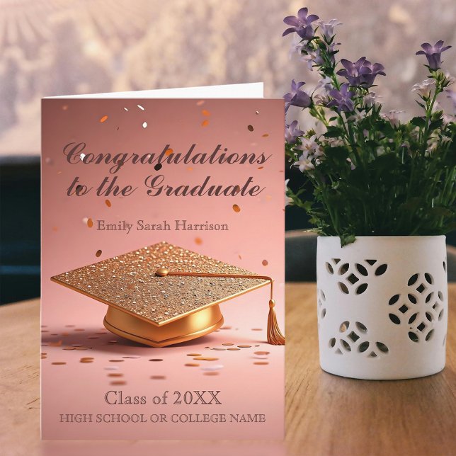 Tarjeta Elegante tapete de graduación de oro con confetti  (Subido por el creador)