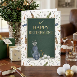 Tarjeta Elegante tema de golf azul verde Feliz jubilación