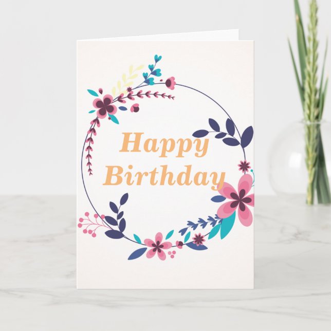 Tarjeta Elegante tema floral Feliz cumpleaños (Anverso)