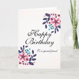 Tarjeta Elegante tema floral Feliz cumpleaños