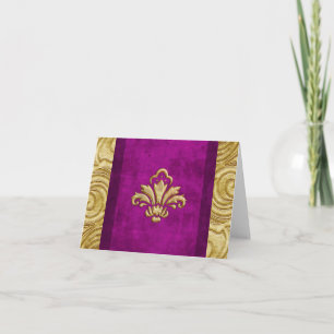 Tarjeta Elegante Terciopelo Aspecto Gold Fleur de Lis Card