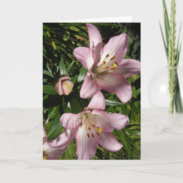 Tarjeta Elegante Tigre Rosa Lilies (Anverso)