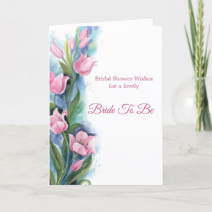 Tarjeta Elegante Tulipanes Rosa Floral Bridal Ducha