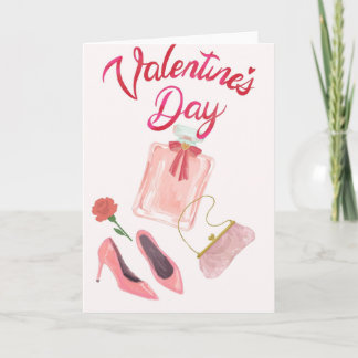 Tarjeta Elegante Valentinskarte mit Parfüm, High Heels & H