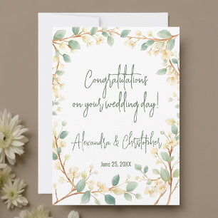 Tarjeta Elegante vegetación acuática y floral blanca