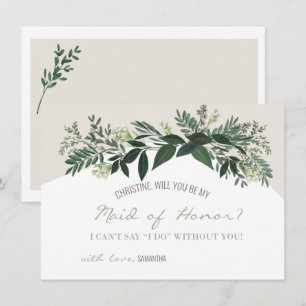 Tarjeta Elegante vegetación serás mi empleada de honor