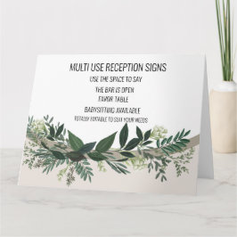 Tarjeta elegante vegetaciónRótulos de recepción de boda mu